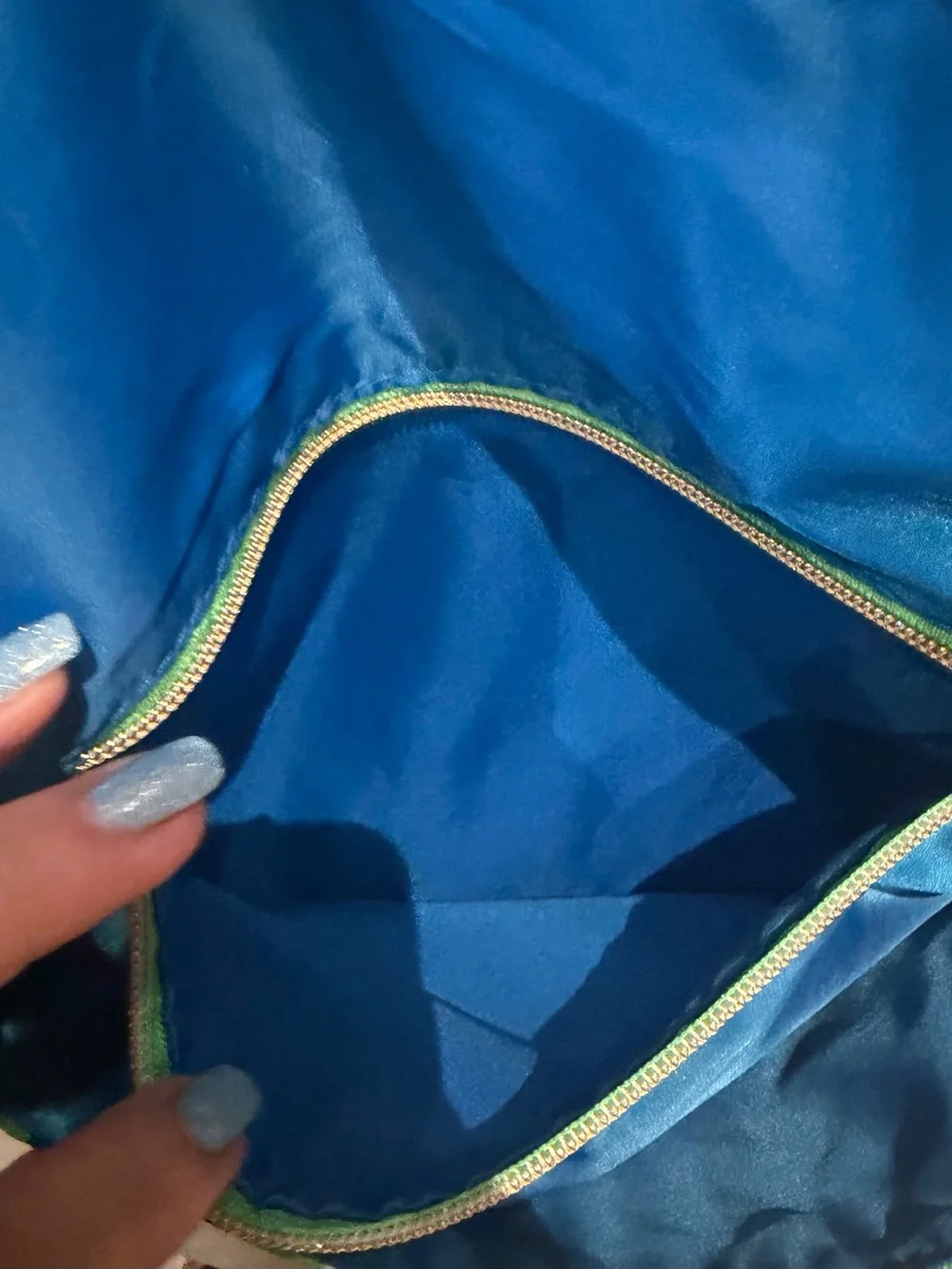 Lilly Pulitzer Green and Blue pouch with Gold Plaque